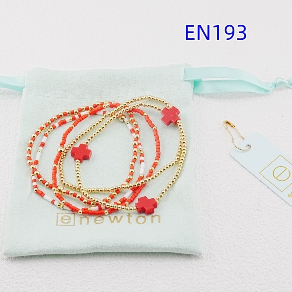 Newton Red and Gold Beaded Multi-Strand Bracelet